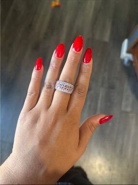 Women's Pink & Silver Crystal Pavé Statement Ring